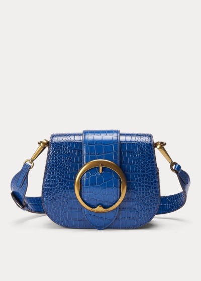 Bolsos Polo Ralph Lauren Mujer Azul Rey Azules - Crocodile-Print Lennox - WUSTK9754